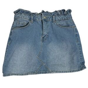 Denim Miss Selfridge Ruffled Waist Jean Skirt